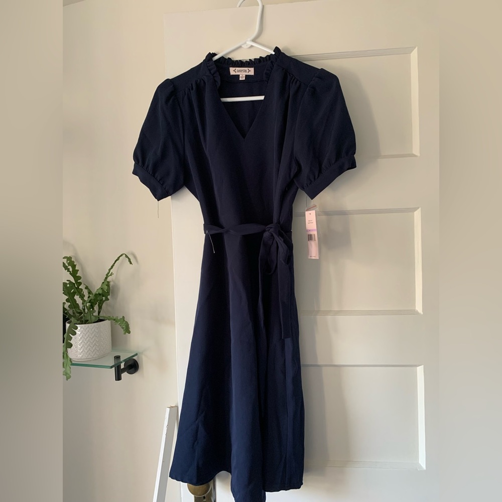 NWT Nanette Lapore size 6 navy belted dress